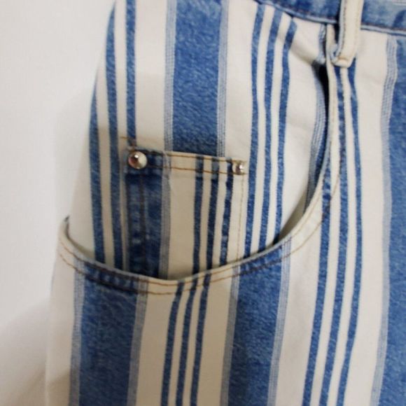 Vintage Striped Shorts 16 Womens Denim Forelli USA Mom Jorts Cotton 90s Wide Bag - Picture 4 of 13